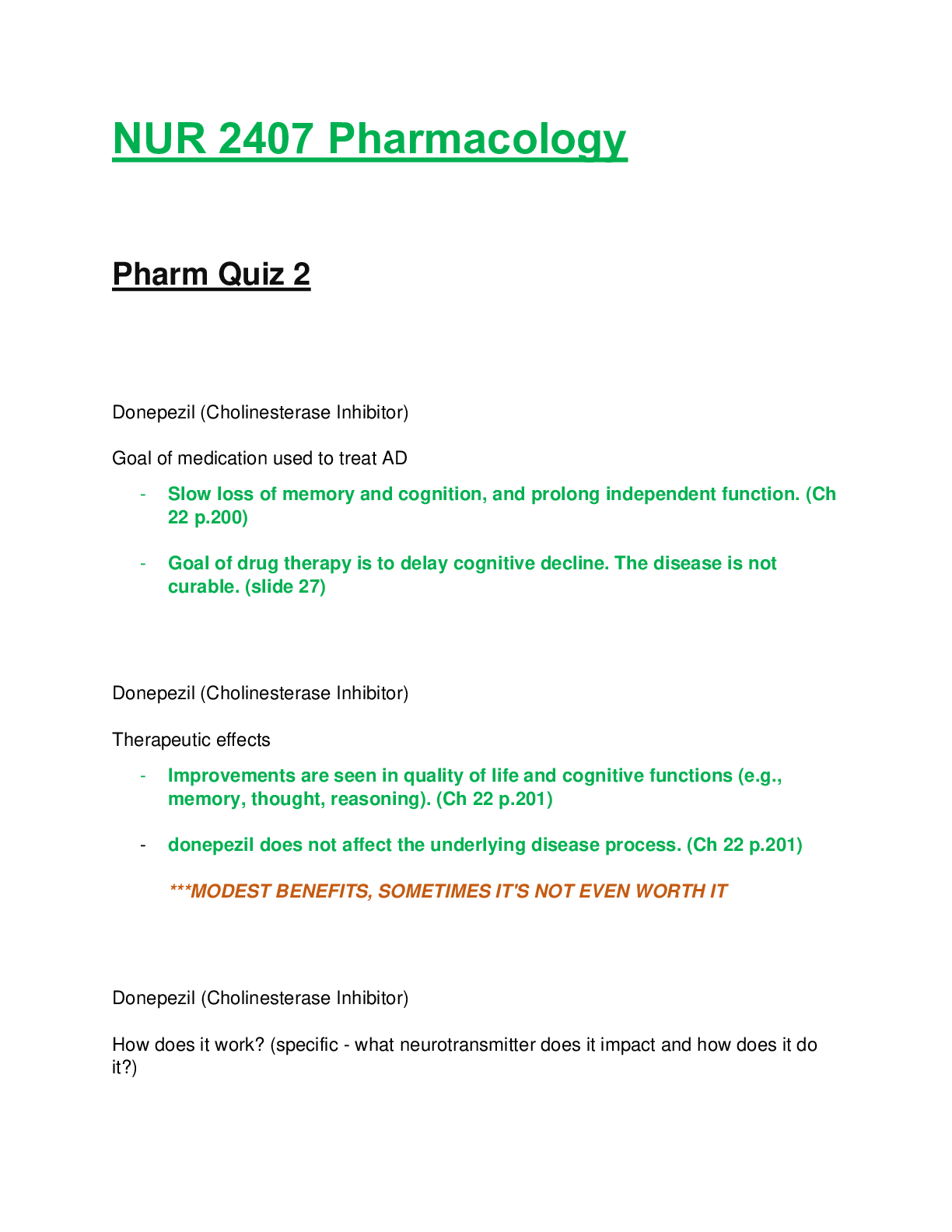 Preview of NUR2407 / NUR 2407: Pharmacology Quiz 2 Review (Winter 2021) Rasmussen
